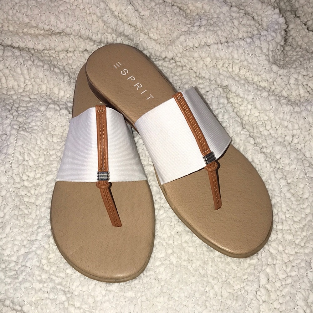 Esprit sandals, size 8.5. Tan and white